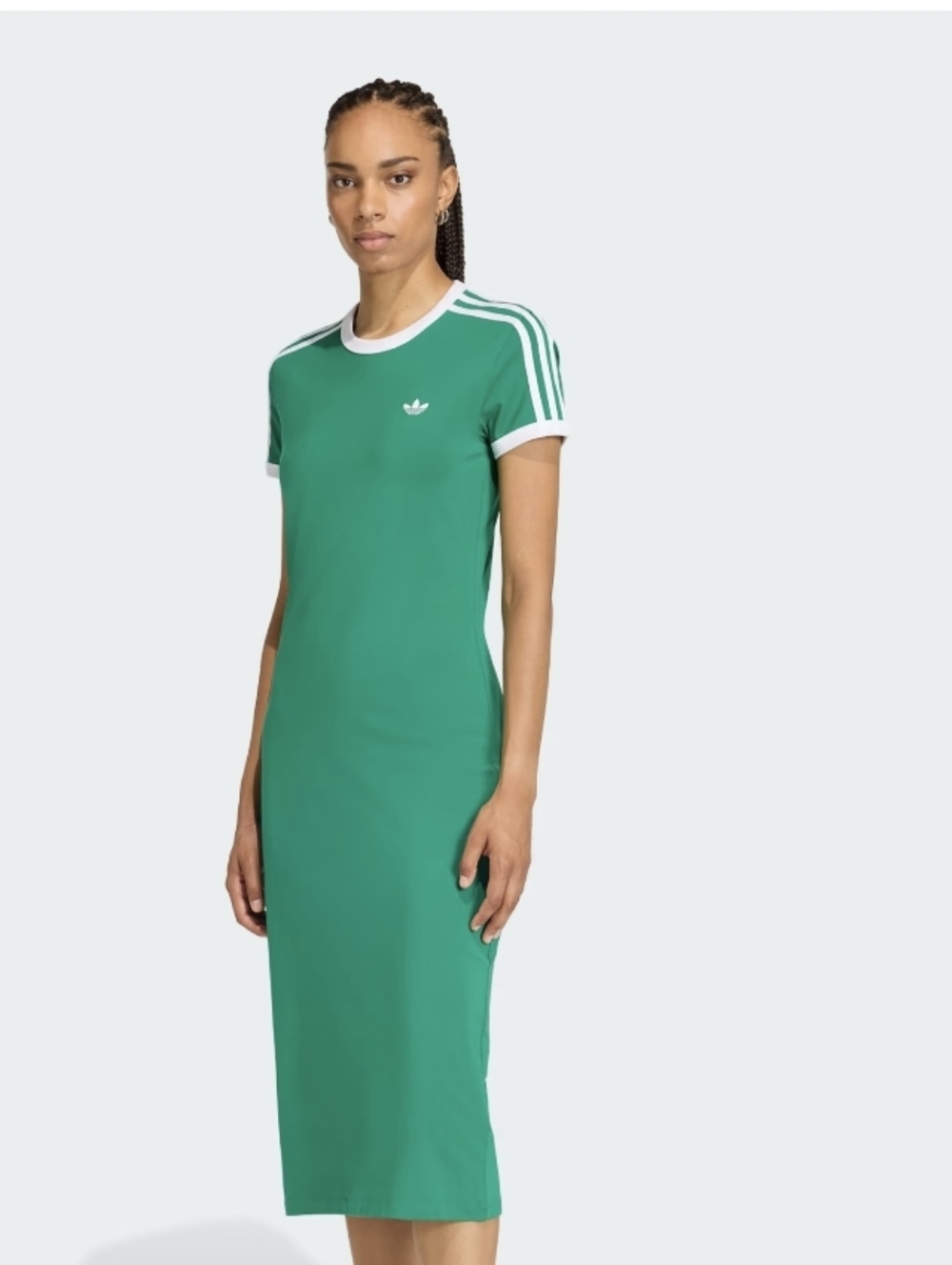 adidas Women’s Green Short Sleeve Ringer Dress with White Stripes